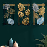 4Pcs 3D Metal Leaves Wall Art Decor Modern Hanging Wall Decoration for Home Hotel Office Mix Color