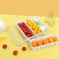 4-Compartment Snack Fruit Tray Divided Serving Tray Fresh-keeping Box with Lid and Handle