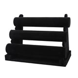 Velvet 3 Tier Jewellery Display Stand Organizer Detachable Bracelet Watch Holder Black