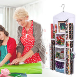 Double Sided Hanging Gift Wrap Organizer Wrapping Paper Bag Storage White