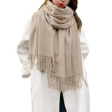 Mens Womens Oversize Polyester Blanket Shawl Wrap Solid Scarf Camel