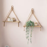 2PCS 42x14cm Boho Macrame Wall Shelf Hanging Rope Display with Tassels