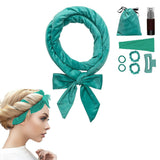 Heatless Curling Rod Headband Set Lazy No Heat Overnight Hair Curler Headband Ties for Women Girls Green