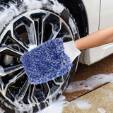 2PC Microfibre Wash Mitt Car Washing Detailing Cleaning Blue
