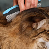 Pet Grooming Combo  Blue Deshedding Brush with Metal Comb for Cats and Dogs