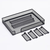 Mesh Desk Drawer Organizer Storage Tray with 6 Adjustable Compartments for Home Office Supplies