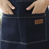 Adjustable Denim Apron with 3 Pockets Unisex Jean Apron for Work Kitchen Cooking Blue