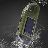Hand Crank Solar Powered Emergency LED Flashlight – Rechargeable Light Military Green