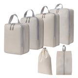 6Pcs Set Packing Cubes Travel Bags Compression Packing Organizer Bags for Travel Suitcases Storage Bags Beige