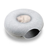 Cat Tunnel Bed Felt Pet Puppy Nest Cave House Round Donut