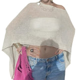 Women Summer Beach Cover Up Irregular Sheer Poncho Shawl Beige