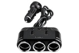 3 Way 12V Multi Socket Car Cigarette Lighter Splitter Dual USB Charger Digital Display