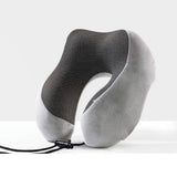 Travel Pillow Memory Foam Neck Support Pillow with Storage Case Gray