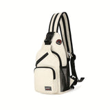 Water-resistant Travel Chest Pack Outdoor Shoulder Sling Bag Crossbody Bag with Earphone Hole White