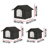 All-Season Outdoor Cat House Self-Warming Shelter for Cats and Small Pets Black