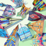 2 Set 3D Origami Paper Airplane Kit 12 Designs 36 Sheets