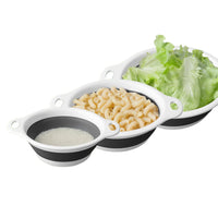 3Pcs Set Foldable Colanders for Vegetables Fruit Draining Baskets with Base Grey