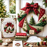 Christmas Quilted Wreath DIY Sewing Kit with Precut Fabric for Door Decor Style 1