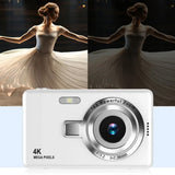 4K HD 1080P Digital Camera Retro Video Camera for Kids Beginners with 32GB TF Card White