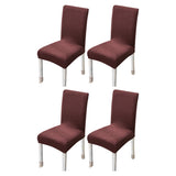 4 Pack Stretch Chair Covers Elastic Dining Chair Slipcovers Brown