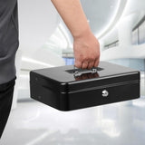Locking Cash Box with Lock Money Box with Cash Tray Secure Box Black