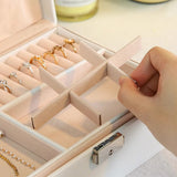 Jewelry Organizer Case Box Holder Storage Earring Ring Velvet Display Leather White
