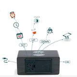 Dimmable Digital Alarm Clock with Wireless Charger Station for Home Office Black