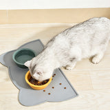 Non Slip Pet Feeding Mat Thick Silicone with Raised Edge Spill Guard Gray