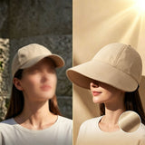 Wide Brim Sun Hat for Women Sun Hat with Ponytail Opening Foldable Adjustable Outdoor Hat for Beach Hiking Travel Khaki