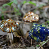 Set of 4Pcs Ceramic Mushroom Sculptures Garden Mushroom Ornament Set Indoor Outdoor Decor