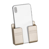 2 Pack Wall Mount Phone Holder No-Drill Phone Space-Saving Stand with Adhesive Backing for Home Dorm Apartment RV Gold