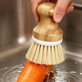 4 PCS Pot Cleaning Brush Set with Engineered Wood Handles for Cookware