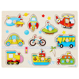 4 Sets Wooden Peg Puzzle for Girls & Boys with Alphabet Numbers Animals Dinosaurs Vehicles