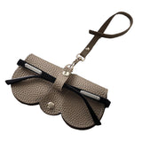 2Pcs Portable Eyeglasses Storage Pouch Sunglasses Reading Glasses Storage Holder Black and Khaki