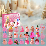 24 Days Advent Calendar Christmas Rubber Ducks Countdown Calendar Blind Box Pink