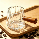 180ml Ribbed Glass Measuring Cup with Engineered Wood Handle Clear