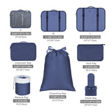Set of 8Pcs Travel Packing Cubes Luggage Organizers for Suitcase Packing Bags Blue