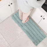 Stripe Style Chenille Bath Mat Non Slip Bath Runner Floor Mat Blue