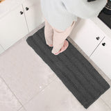 Stripe Style Chenille Bath Mat Non Slip Bath Runner Floor Mat Dark Gray