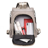 3-in-1 Anti-Theft Backpack for Women Men Convertible Handbag Travel Shoulder Bag Khaki