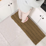 Stripe Style Chenille Bath Mat Non Slip Bath Runner Floor Mat Brown