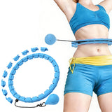 32-Section Weighted Hula Hoop Adjustable Fitness Hoop with Massage Rollers Detachable Exercise Hoop Blue
