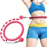 32-Section Weighted Hula Hoop Adjustable Fitness Hoop with Massage Rollers Detachable Exercise Hoop Pink