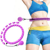 32-Section Weighted Hula Hoop Adjustable Fitness Hoop with Massage Rollers Detachable Exercise Hoop Purple