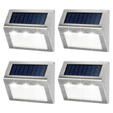 4 Pack Solar Deck Lights Outdoor LED Step Lights for Stairs Pathway Patio Garden Yard White