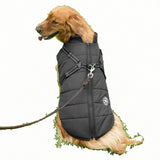Waterproof Dog Winter Coat with Harness Reflective Warm Dog Jacket with Fleece Lining Black