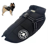 Waterproof Dog Winter Coat with Harness Reflective Warm Dog Jacket with Fleece Lining Black