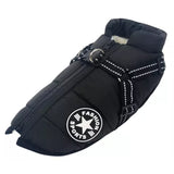 Waterproof Dog Winter Coat with Harness Reflective Warm Dog Jacket with Fleece Lining Black