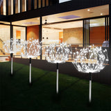 4-in-1 Solar Firework Garden Lights 8 Lighting Modes Outdoor Stake Lights with 30 Flexible Copper Wires for Yard Pathway Lawn White