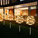 4-in-1 Solar Firework Garden Lights 8 Lighting Modes Outdoor Stake Lights with 30 Flexible Copper Wires for Yard Pathway Lawn Warm White